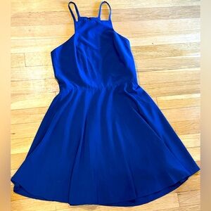 LULU'S Royal Blue "Call to Charms" High-Neck Sleeveless Skater Dress Size Small